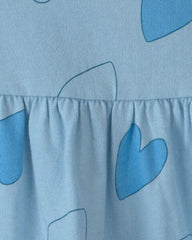 Baby Girl Heart Short-Sleeve Dress - Blue