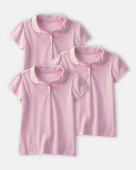 Toddler Girl 3-Pack Uniform Polo Shirts - Pink