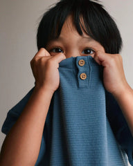 Toddler Boy Henley Tee with Pocket - Slate Blue