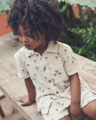 Boys 2-Piece Organic Cotton Gauze Top & Short Set in Palm Trees