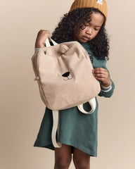 Bear Corduroy Square Backpack - Tan