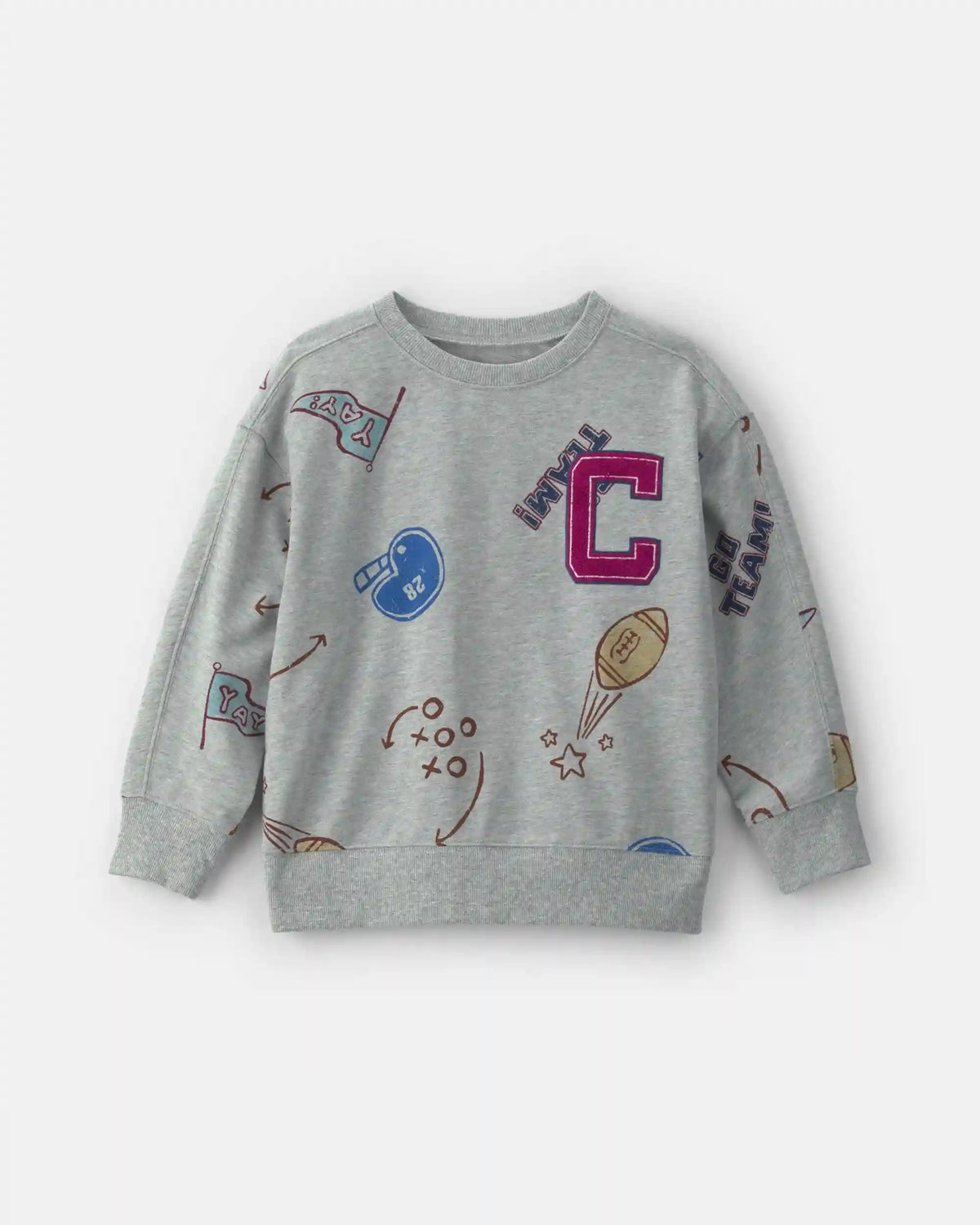 Boys 'Captain' Athlete Pullover Sweatshirt - Grey