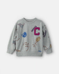 Boys 'Captain' Athlete Pullover Sweatshirt - Grey