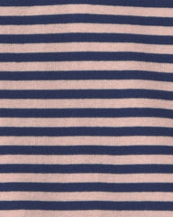 Girls Striped Long-Sleeve Rib Top - Pink/Navy Blue