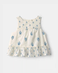 Baby Girl Floral Pelum Top - Ivory