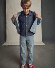 Boys Denim Button-Down Shirt - Dark Wash
