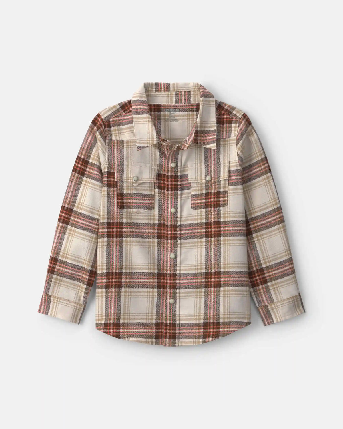 Toddler Boy Plaid Long-Sleeve Button-Down Shirt - Brown/Cream