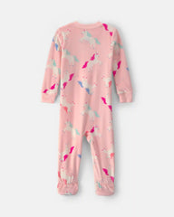 Toddler Girl 1-Piece Unicorn DreamPlush Snug Fit Footed Pajama - Pink