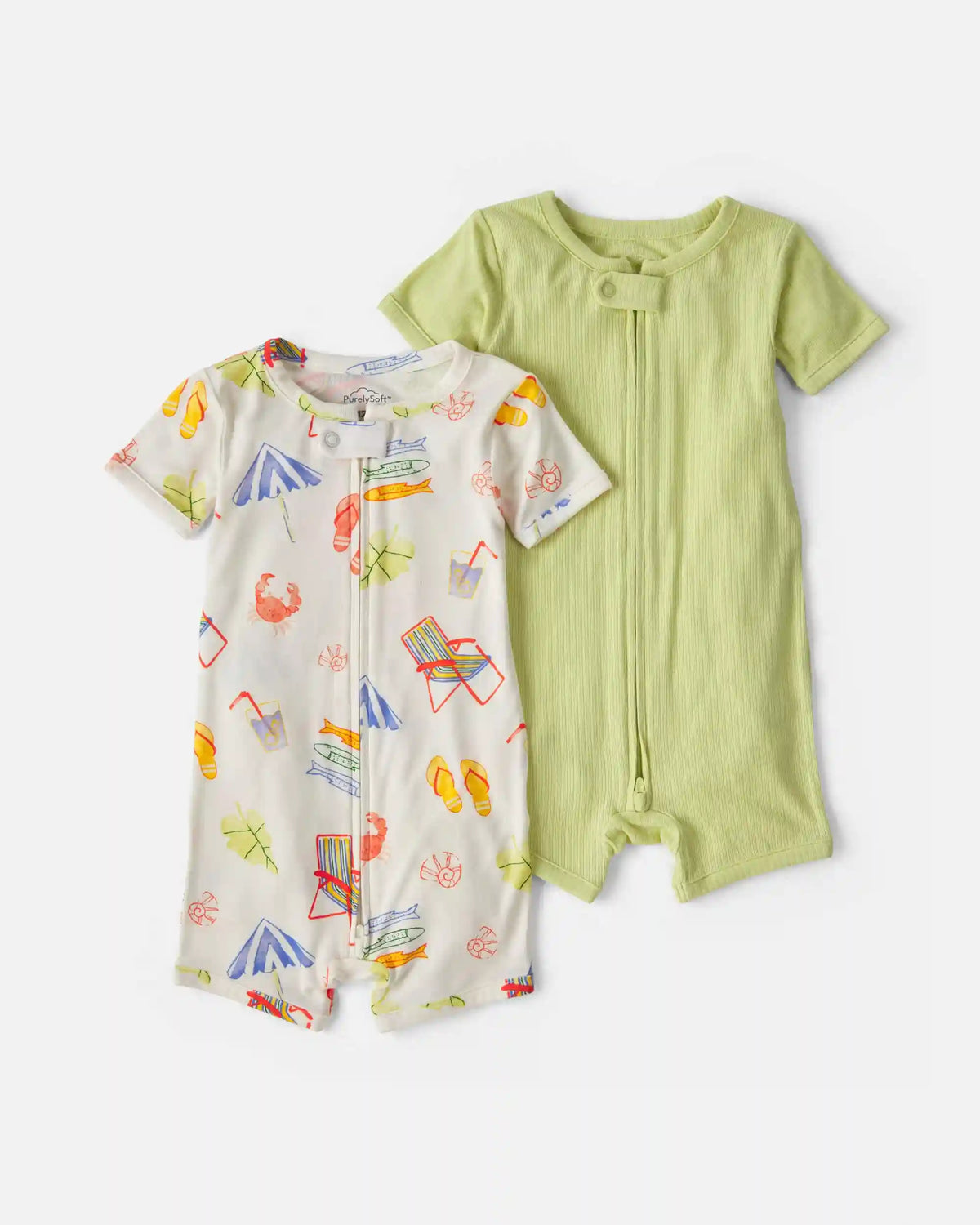 Baby 2-Pack Beach PurelySoft™ 1-Piece Pajama - Green/Ivory