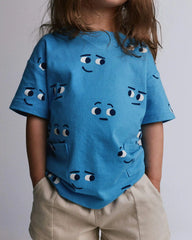Toddler Otter Pocket Tee in Face Print - Blue