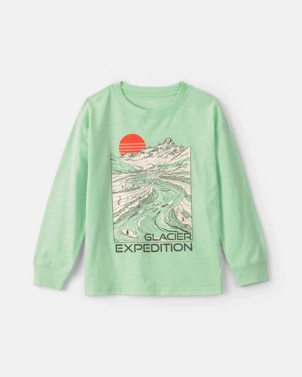 Boys 'Glacier Expedition' Mountain Long-Sleeve Graphic Tee - Green