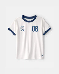Boys 2-Piece 'Team Captain' Active Graphic Tee & Shorts Set - White/Green