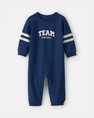 Baby Team Captain' French Terry Jumpsuit - Navy Blue