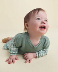 Baby Girl 2-Piece Checkered Flannel Long-Sleeve Dress - Green