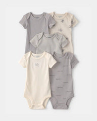 Baby 7-Piece Bodysuits & Shorts Set - Grey/Ivory
