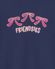 Girls 'Friendsies' Long-Sleeve Graphic Tee - Navy Blue