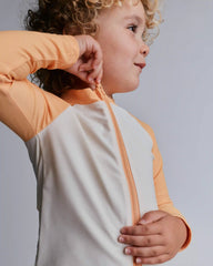 Toddler Boy Full-Zip Long-Sleeve Rashguard - Orange/Cream