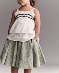 Toddler Girl Avenue Twirl™ Embroidered Midi Skirt in Floral Print - Green