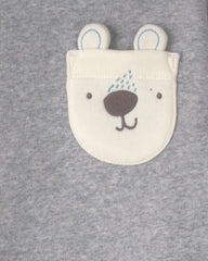 Toddler Boy 2-Piece Polar Bear Fleece Hoodie Top & Pant Set - Grey/Blue