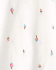 Toddler Girl Ice Cream Relaxed Top - Ivory