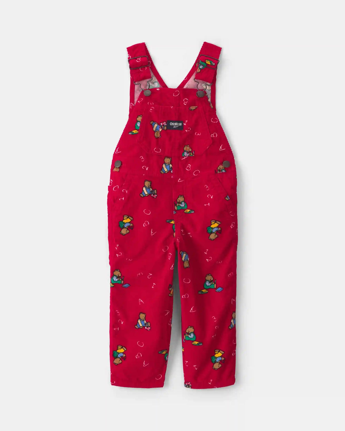 Toddler Bear Corduroy Overalls - Red