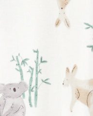 Baby Girl Kangaroo 2-Way Zip Cotton Sleep & Play Pajamas - Ivory