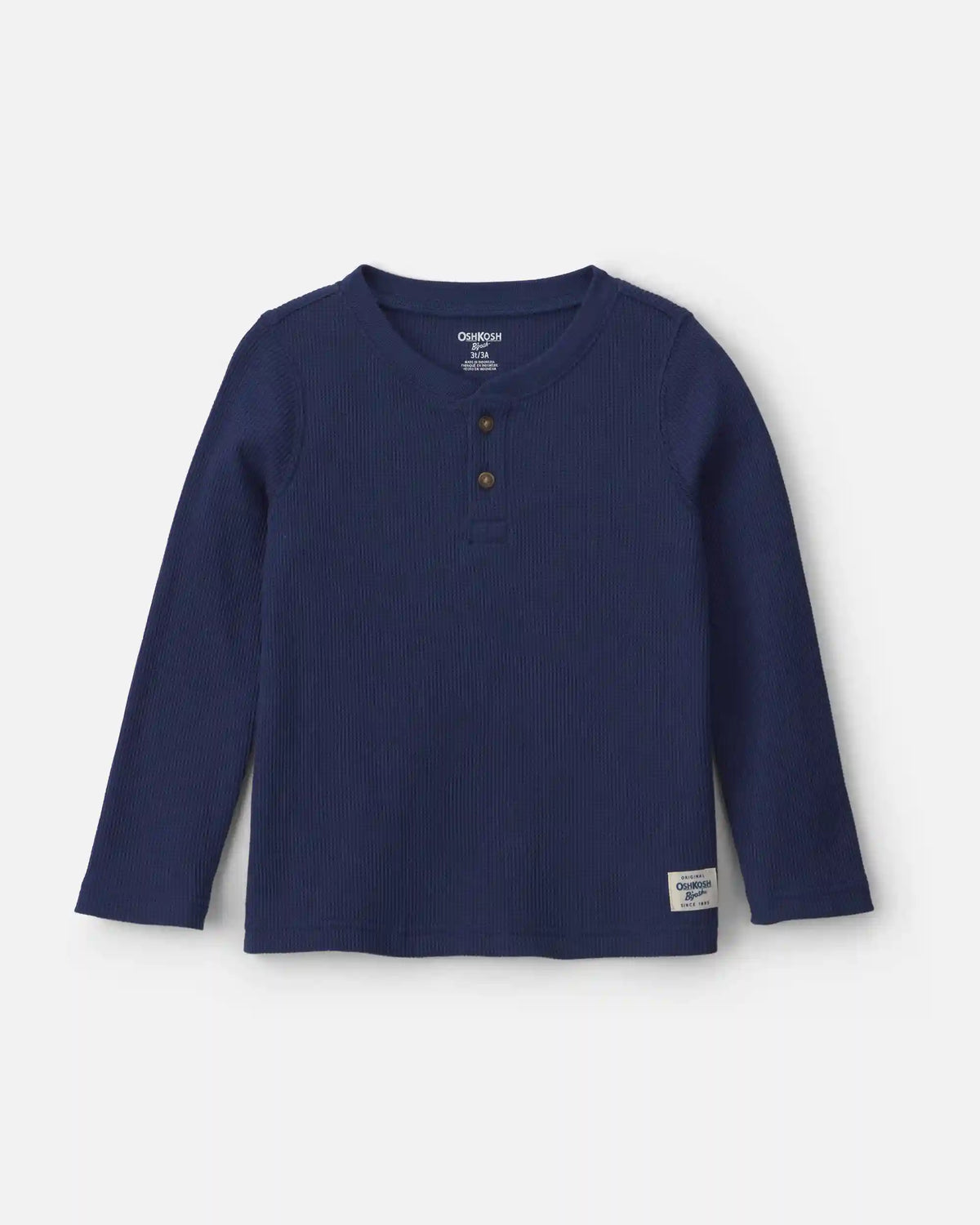 Toddler Boy Thermal Long-Sleeve Henley T-Shirt - Navy Blue