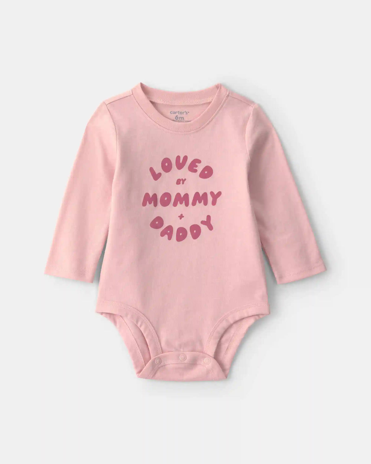 Baby Girl 'Loved By Mommy & Daddy' Long-Sleeve Graphic Bodysuit - Pink