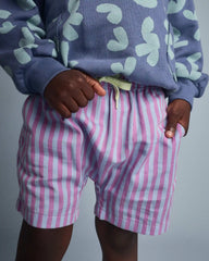 Toddler Boy Playground Shorts in Stripes - Blue/Purple