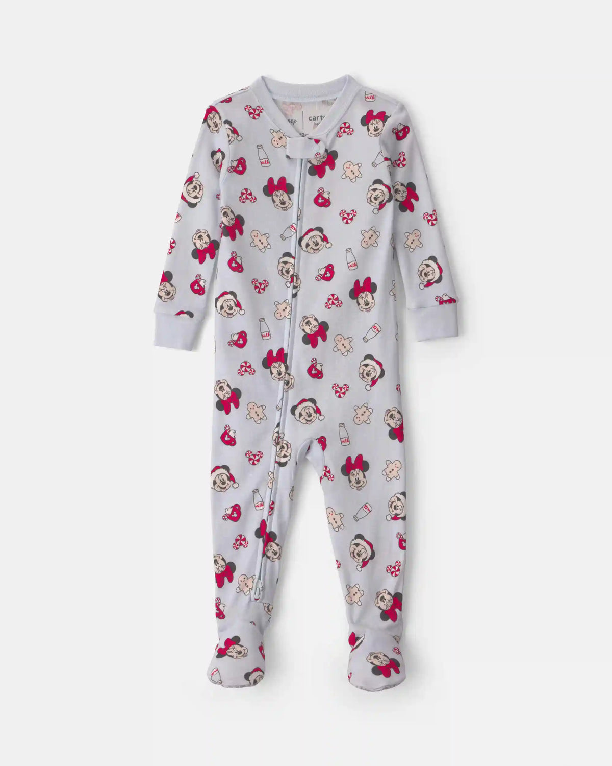 Baby 1-Piece Disney Mickey Mouse Christmas 100% Cotton Snug Fit Footed Pajama - Blue