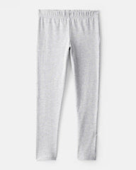 Girls Cotton Stretch Leggings - Grey