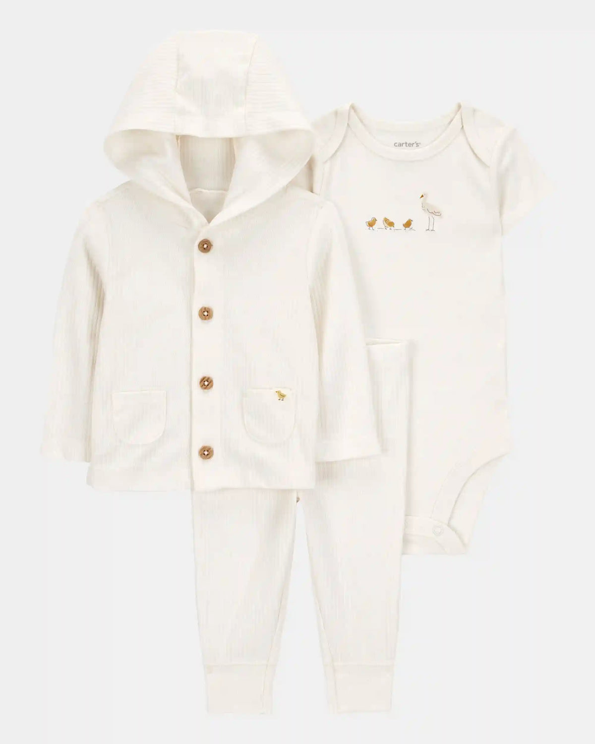 Baby 3-Piece Chick Little Cardigan Set - Ivory