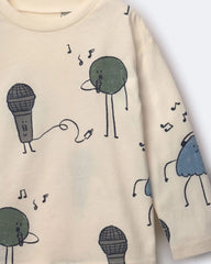 Toddler Long-Sleeve Relaxed Graphic Tee in Music Squish - Cream