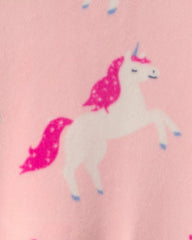 Baby Girl 1-Piece Unicorn 2-Way Zip DreamPlush Snug Fit Footed Pajama - Pink