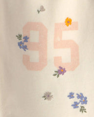 Girls '95' Floral French Terry Joggers - Cream