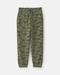 Boys Camo Fleece Joggers - Olive Green
