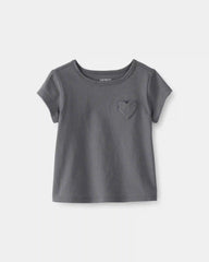 Baby Girl Heart Pocket Top - Grey