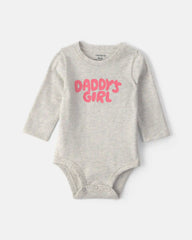Baby Girl 'Daddys Girl' Long-Sleeve Graphic Bodysuit - Grey