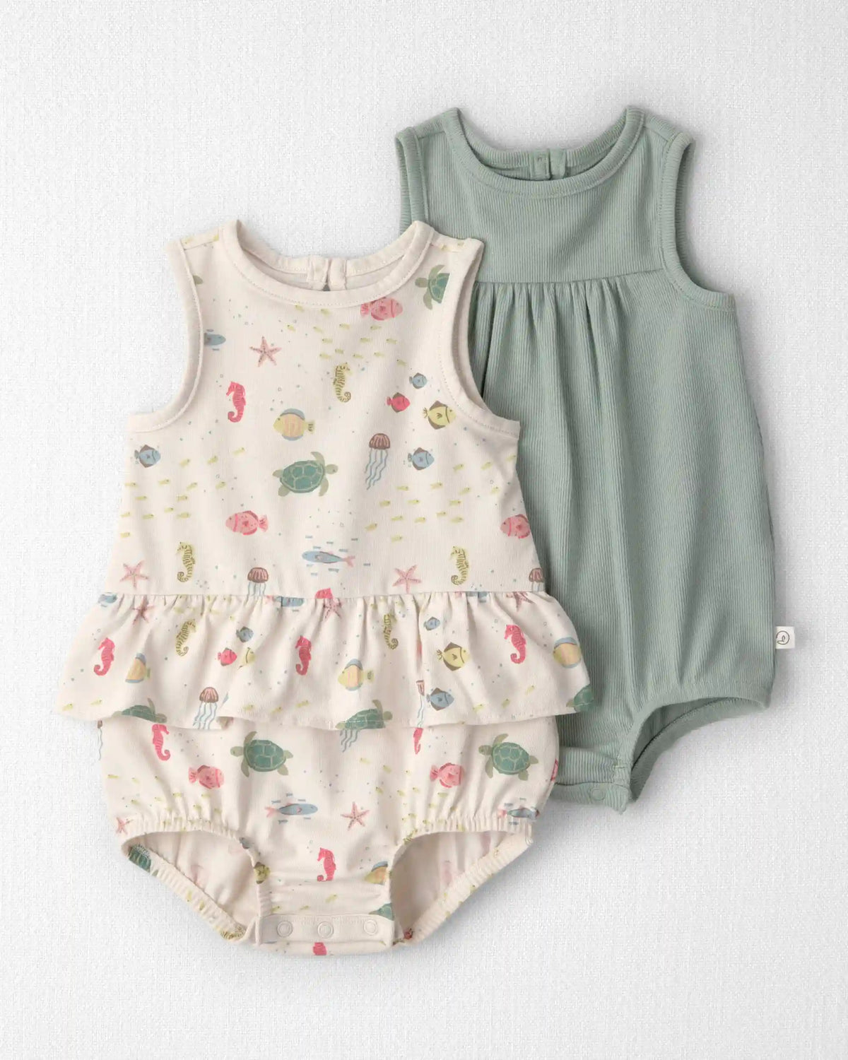 Baby Girl 2-Pack Organic Cotton Bubble in Under the Sea