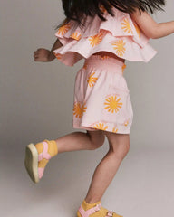 Toddler Girl Swing Shorts with Pockets in Sunny Life Print - Light Pink