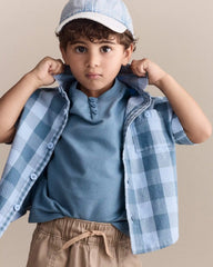 Toddler Boy Henley Tee - Blue