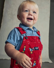 Baby Bear Corduroy Overalls - Red