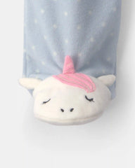 Baby Girl Unicorn Fleece 2-Way Zip Sleep & Play Pajamas - Blue