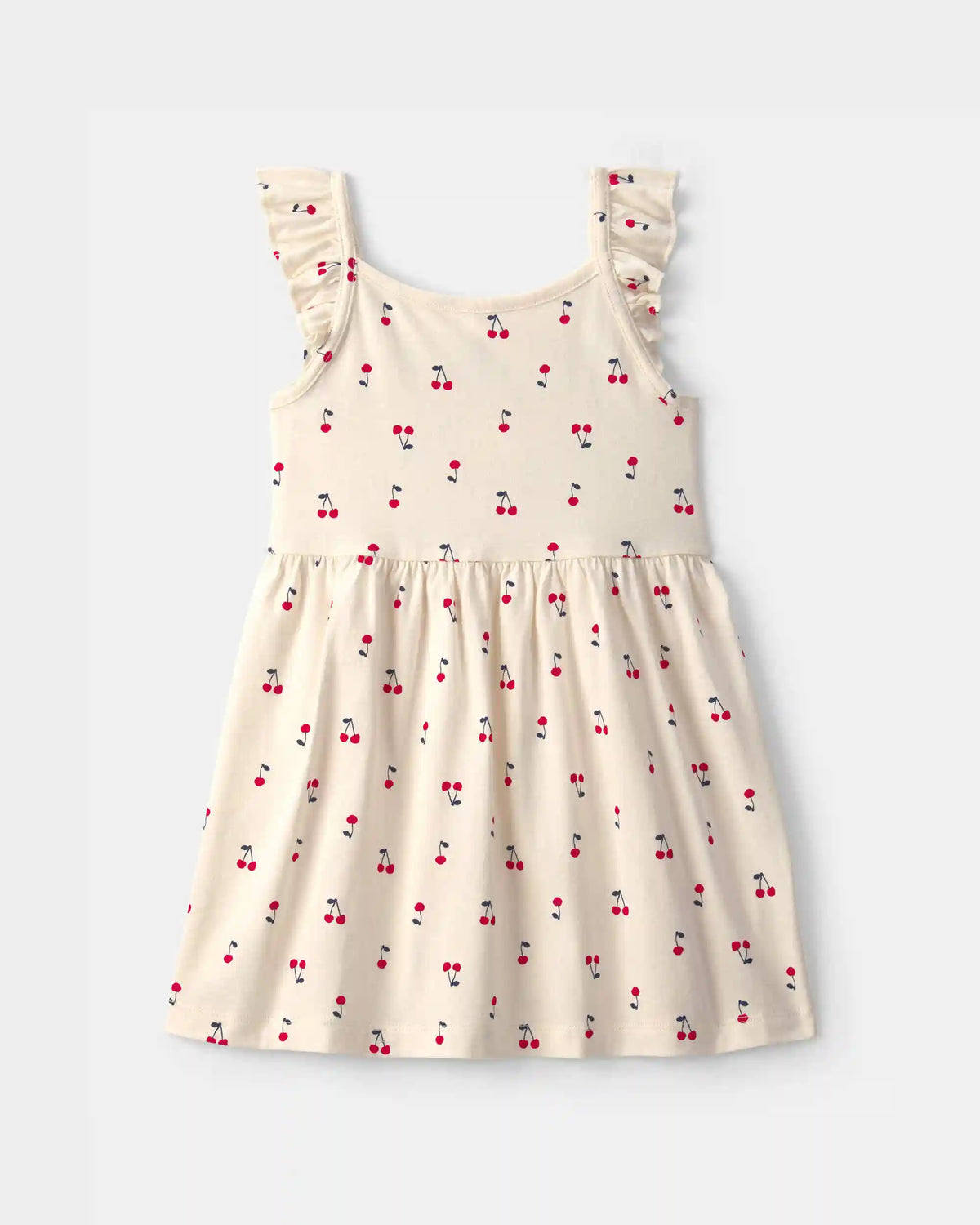 Toddler Girl Cherry Ruffle-Sleeve Dress - Cream