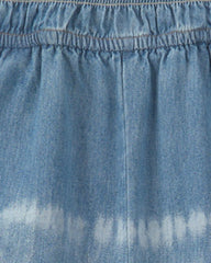 Girls Tie-Dye Smocked Denim Wide-Leg Jumpsuit - Medium Wash