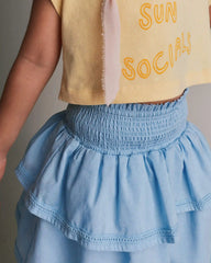 Toddler Girl Smocked Tiered Skirt - Blue