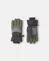 Boys Color Block Ski Gloves - Grey/Green