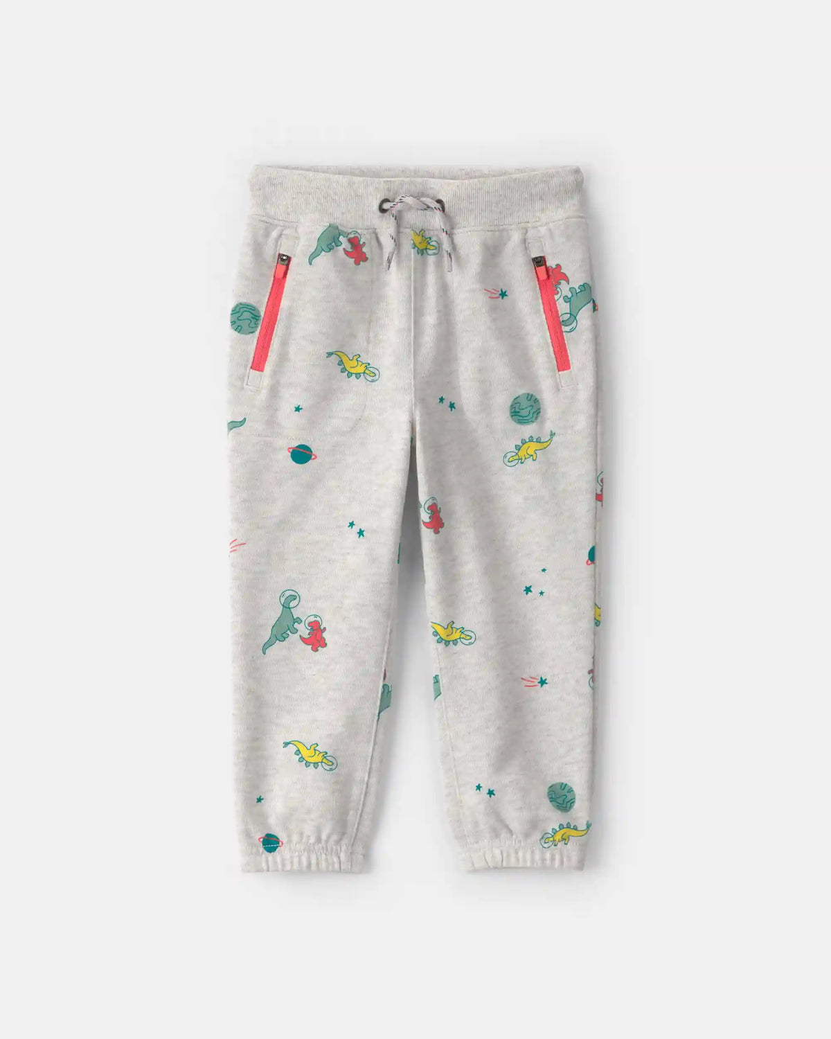 Toddler Boy Space Dino French Terry Joggers - Grey