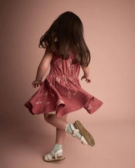 Toddler Girl Ric-Rac Crossover Dress in Snack Print  - Red