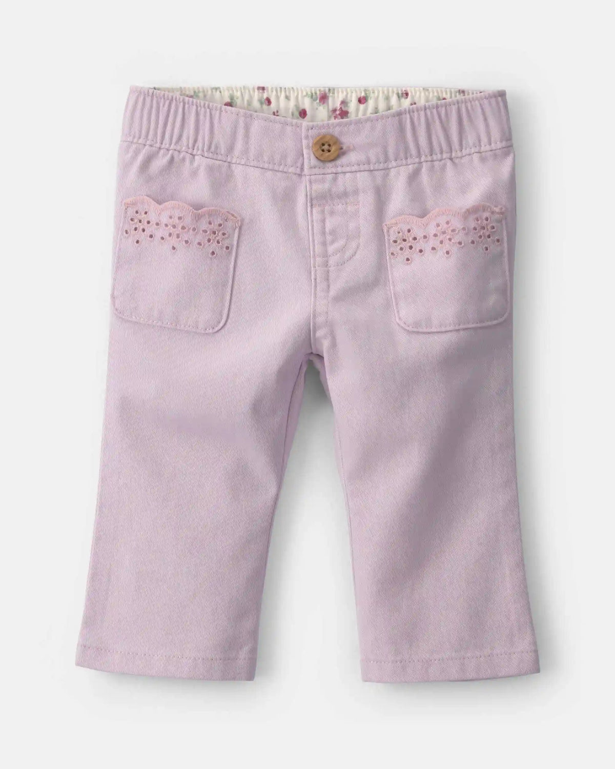 Baby Girl Straight-Leg Scalloped Pocket Pants - Purple